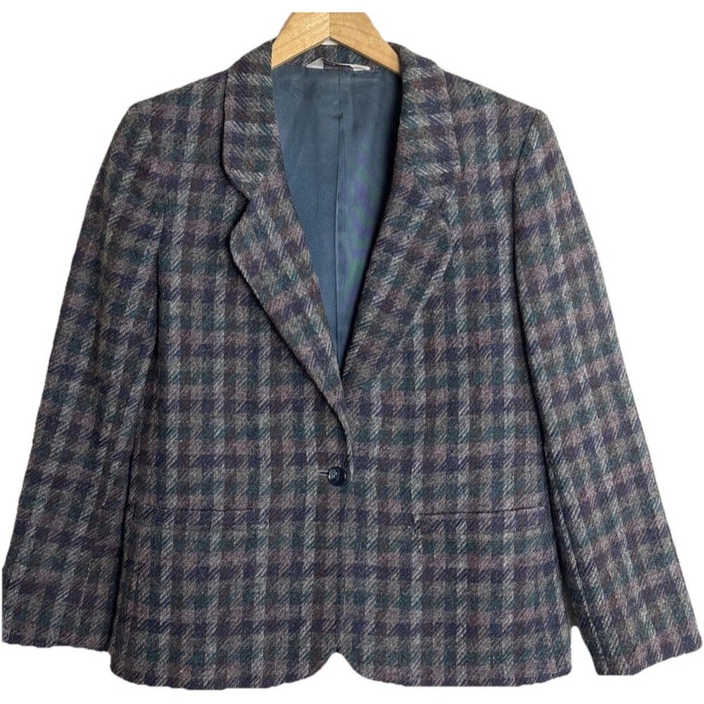 Richard Evans Petites Welsh Wool Tweed Blazer‎ Womens 4 USA Made Academia Preppy